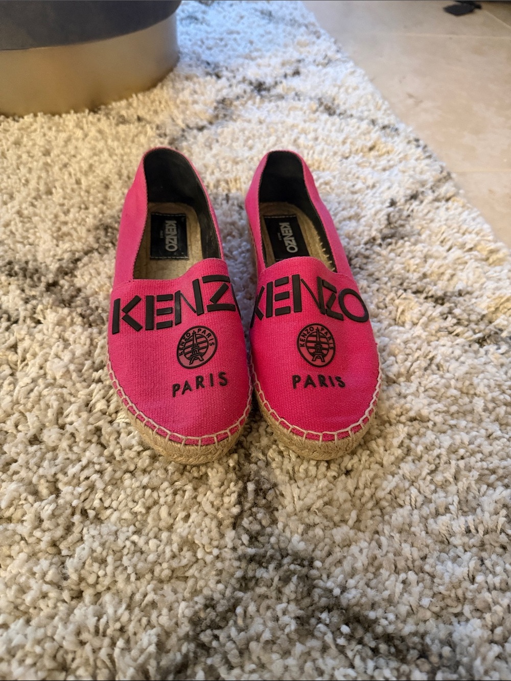 Kenzo Kids Hot Pink Canvas Espadrilles with Black Logo